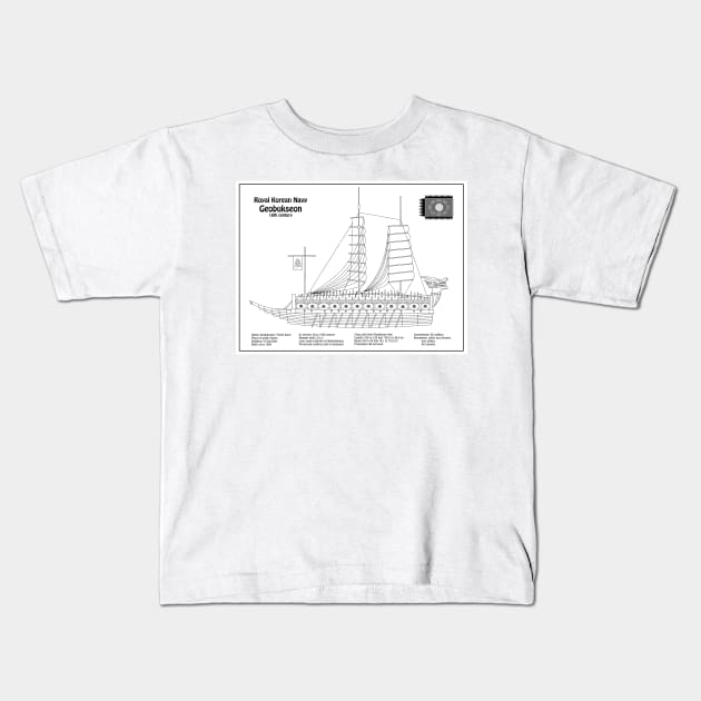 Turtle Ship Geobukseon ship plans - BD Kids T-Shirt by SPJE Illustration Photography